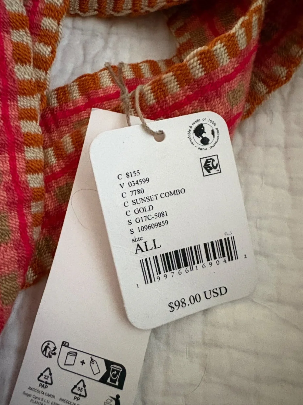 NWT $98 Free People Guanabana Wrap Belt O/S Sunset Combo